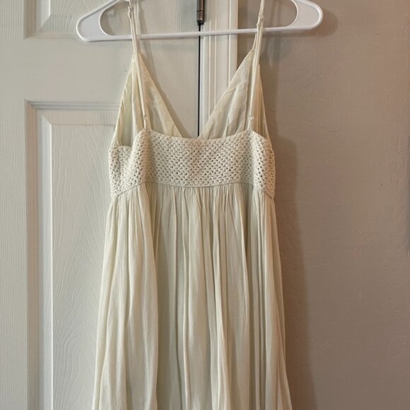 VOLCOM Mini Dress V Neck Adjustable Straps Crochet Detail Lined Sz S Ivory - Picture 3 of 5
